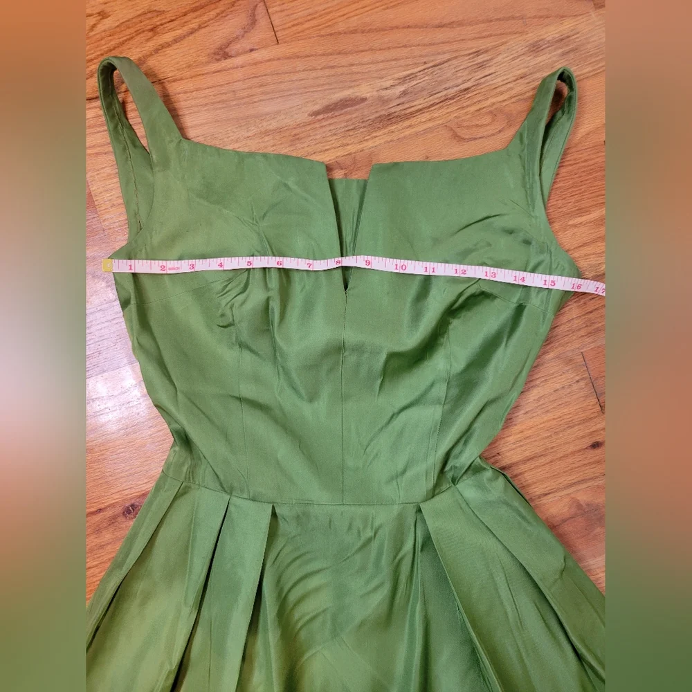 Vintage 1950s Green Evening Gown Womens Formal Full Length Dress - Picture 13 of 16